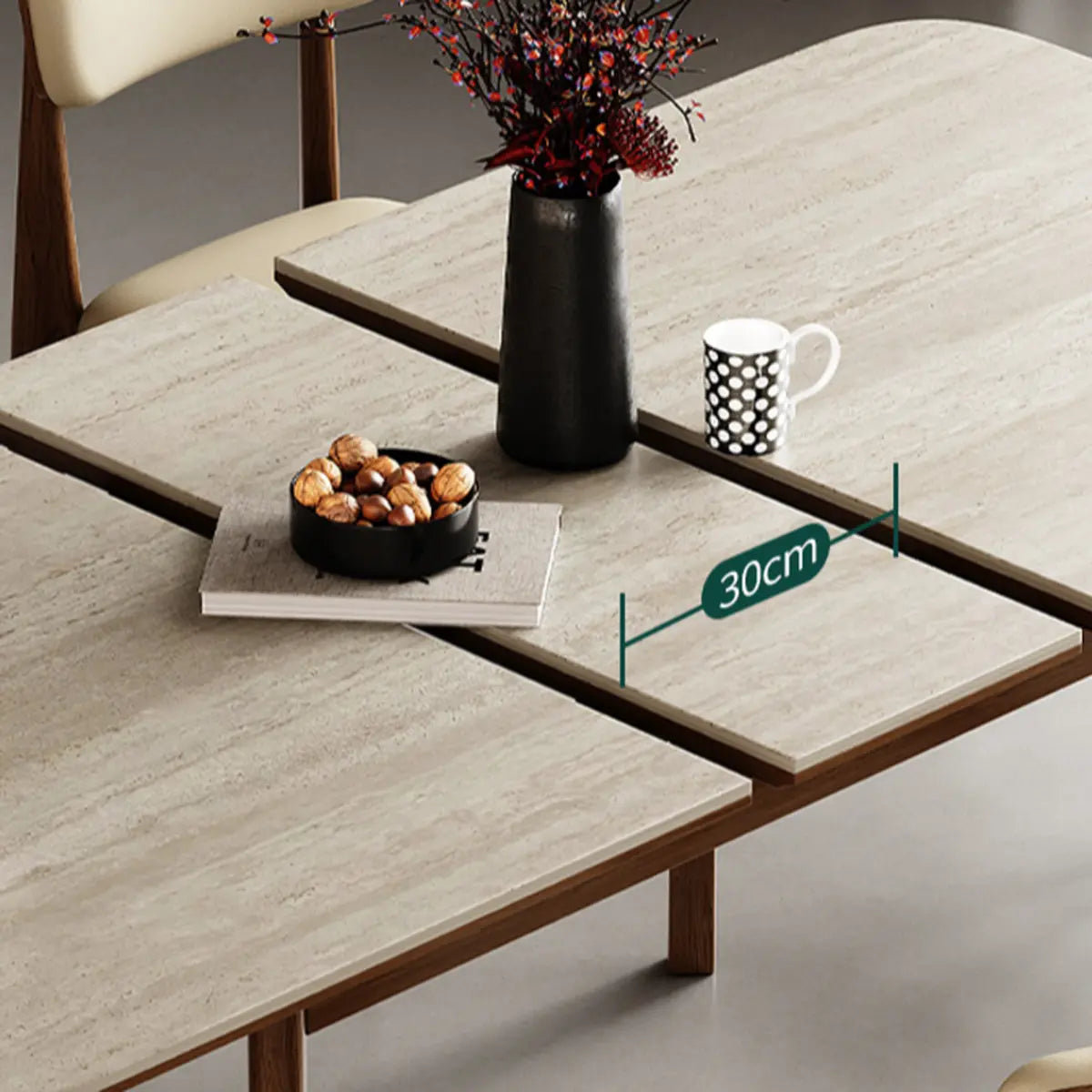 Contemporary Slate Top Rectangular Dining Table Extension Image - 8