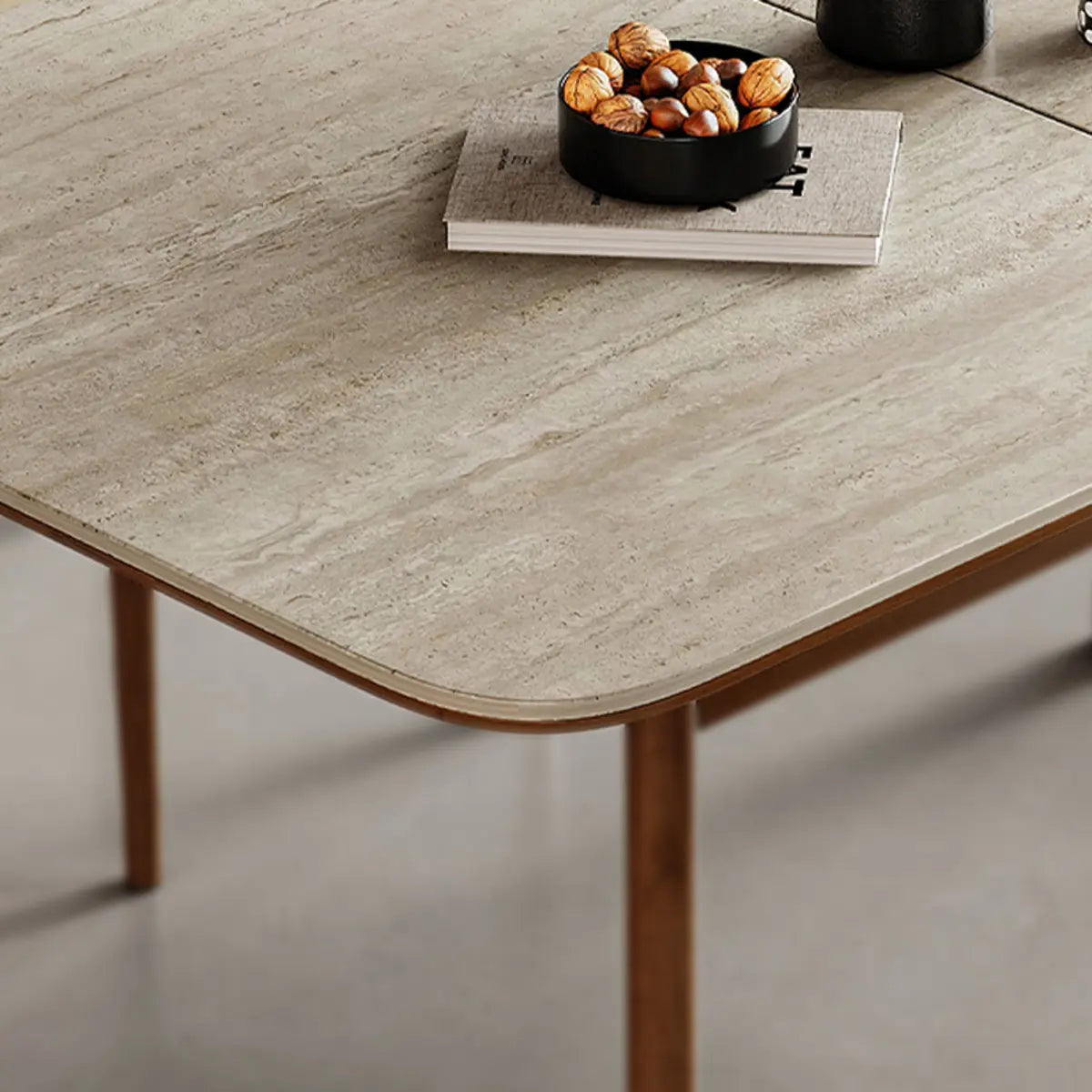 Contemporary Slate Top Rectangular Dining Table Extension Image - 9