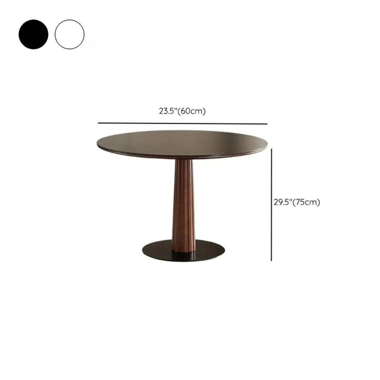 Contemporary Small Round Stone Top Wood Pedestal Dining Table