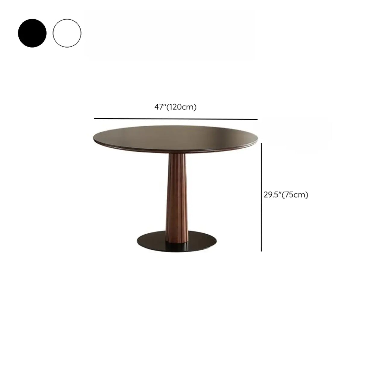 Contemporary Small Round Stone Top Wood Pedestal Dining Table Image - 16