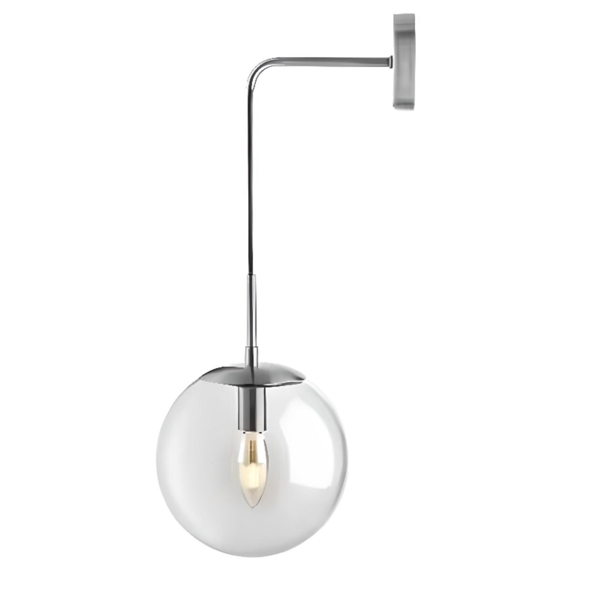 Contemporary Smoke Grey Glass Globe Wall Sconce Image - 8