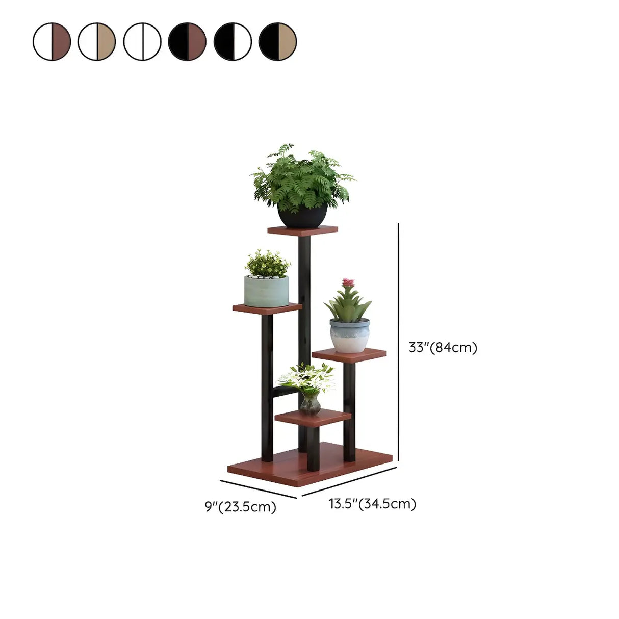 Contemporary Square Wood Decorative 4 Tiers Plant Stand