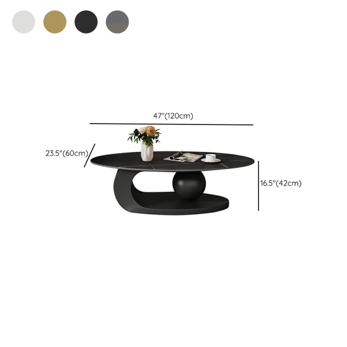 Contemporary Stone Top Abstract Metal Base Coffee Table Image - 24