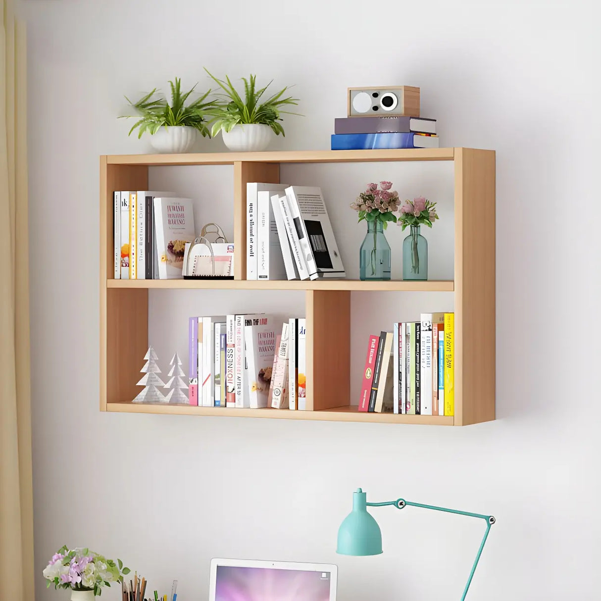 Contemporary Wall Mounted Rectangular Bookshelf White Image - 21