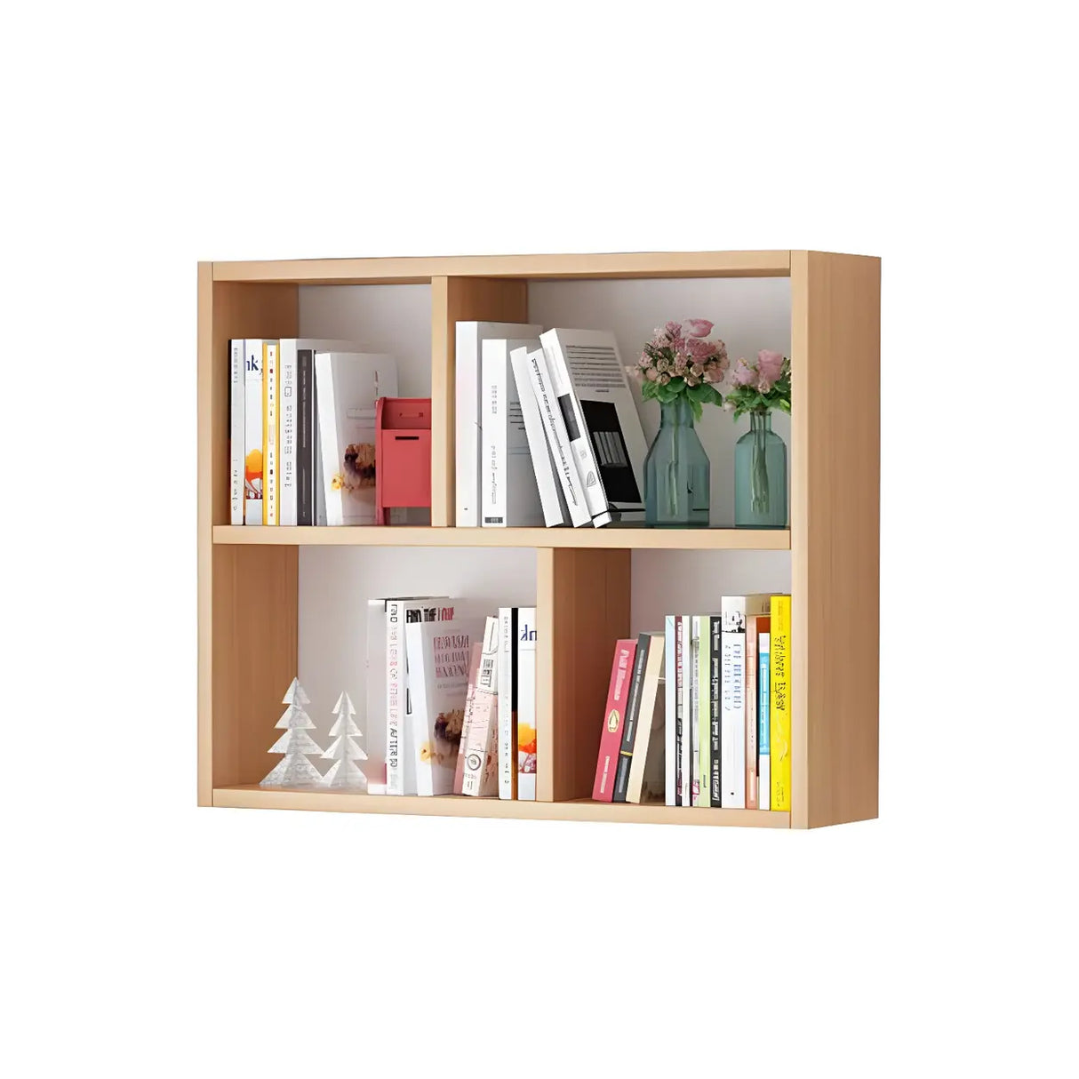 Contemporary Wall Mounted Rectangular Bookshelf White Image - 22