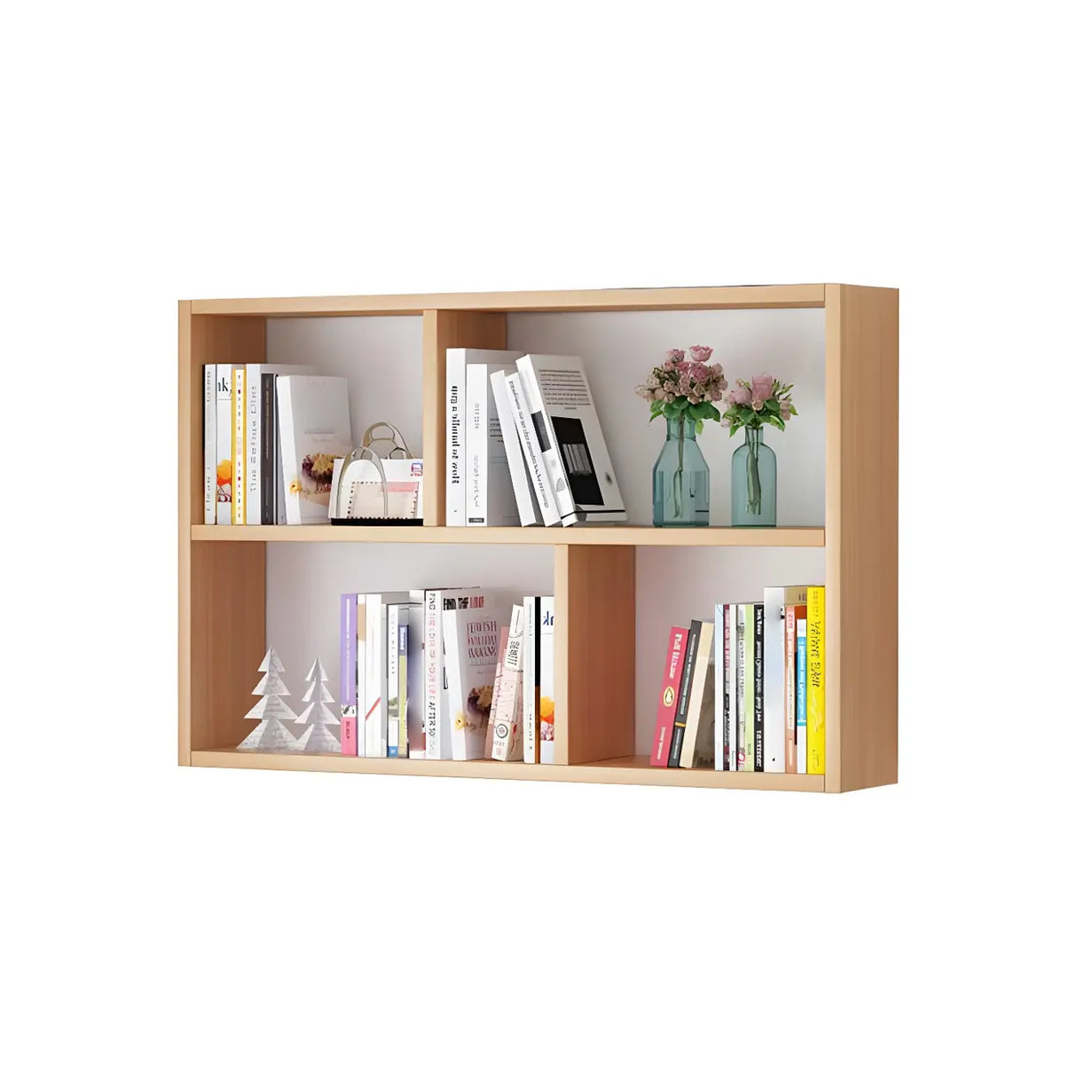 Contemporary Wall Mounted Rectangular Bookshelf White Image - 23