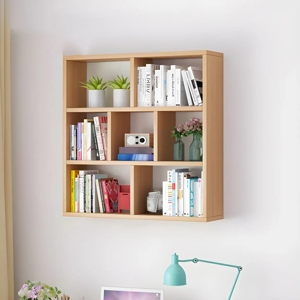 Contemporary Wall Mounted Rectangular Bookshelf White Image - 24