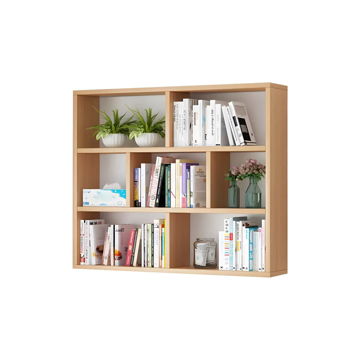 Contemporary Wall Mounted Rectangular Bookshelf White Image - 28