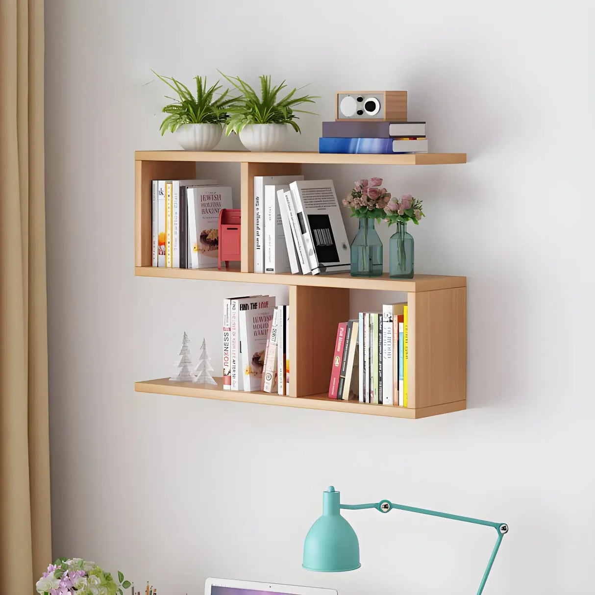 Contemporary Wall Mounted Rectangular Bookshelf White Image - 29