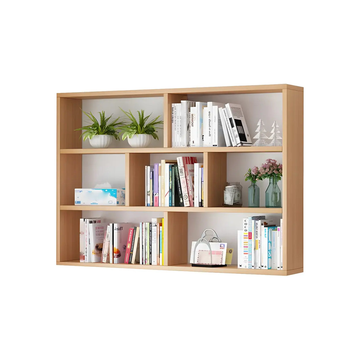 Contemporary Wall Mounted Rectangular Bookshelf White Image - 30