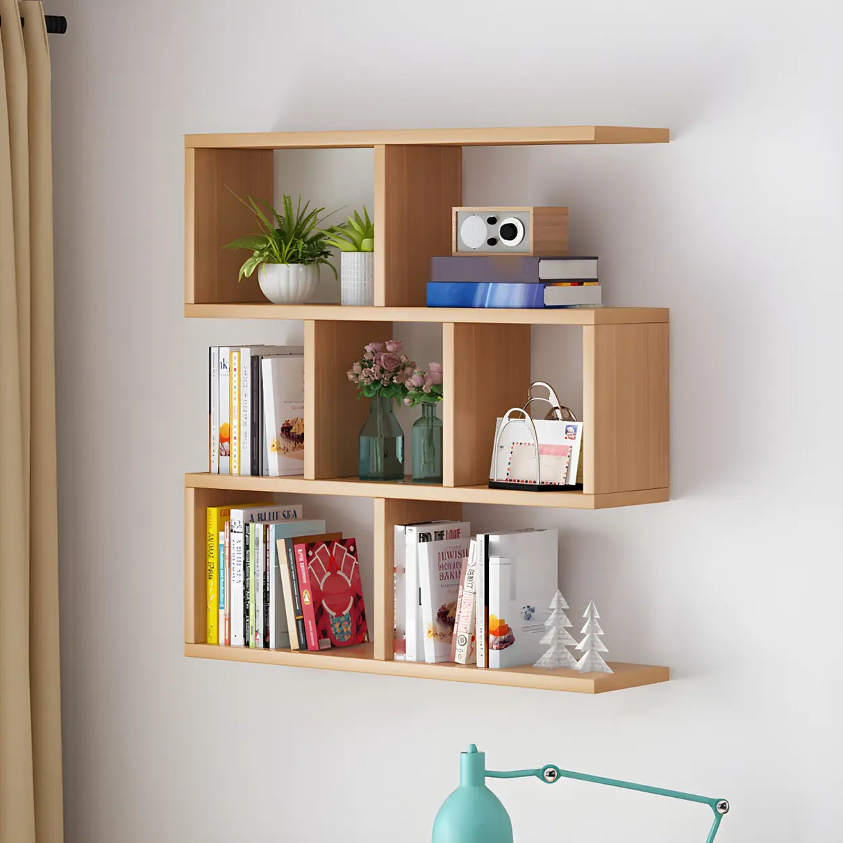 Contemporary Wall Mounted Rectangular Bookshelf White Image - 35