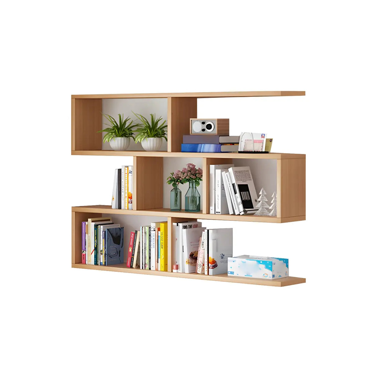 Contemporary Wall Mounted Rectangular Bookshelf White Image - 9