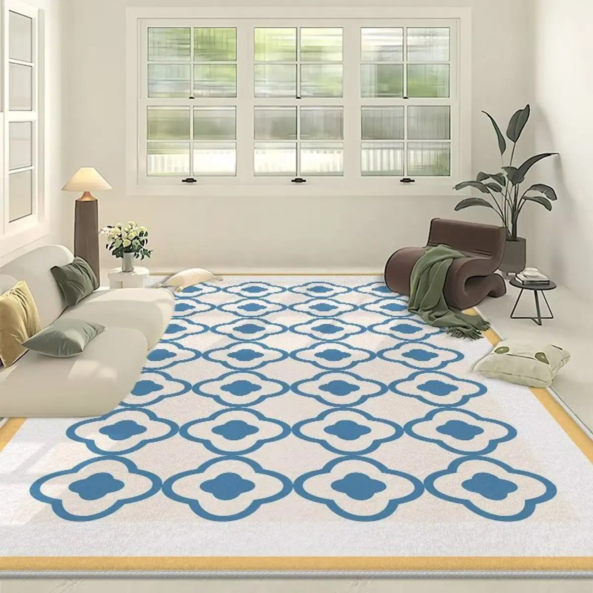 Contemporary Wave Pattern Polyester Gray Area Rug Image - 9