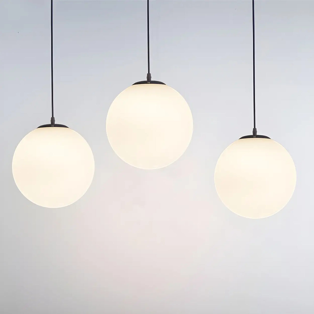 Contemporary Polish Glass White Globe Pendant Light Image - 1