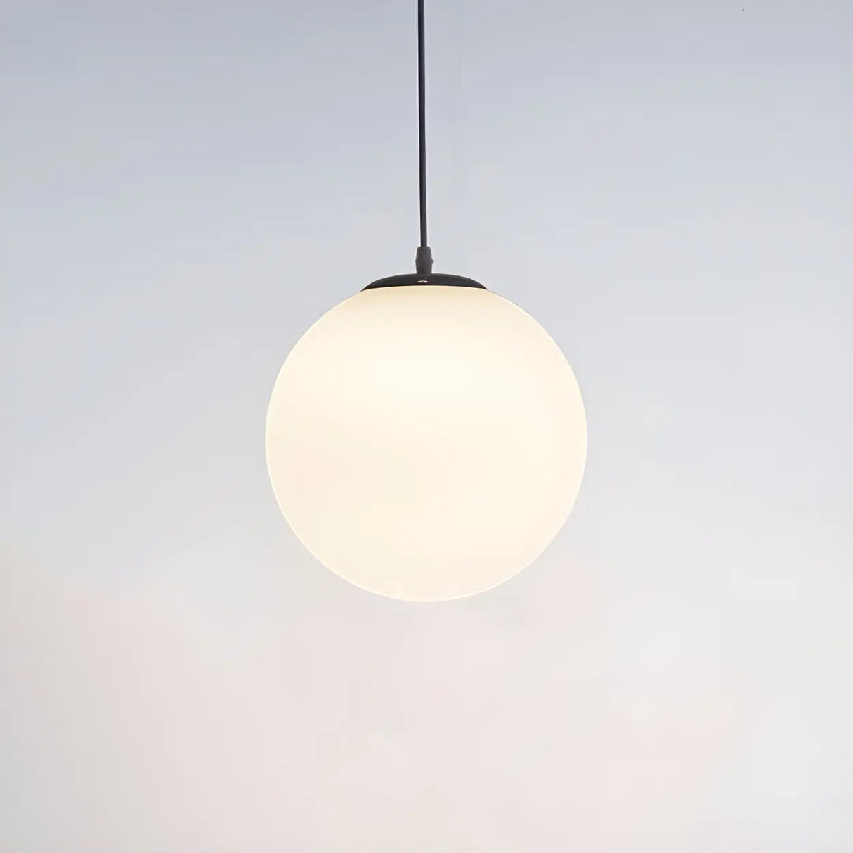 Contemporary Polish Glass White Globe Pendant Light Image - 2