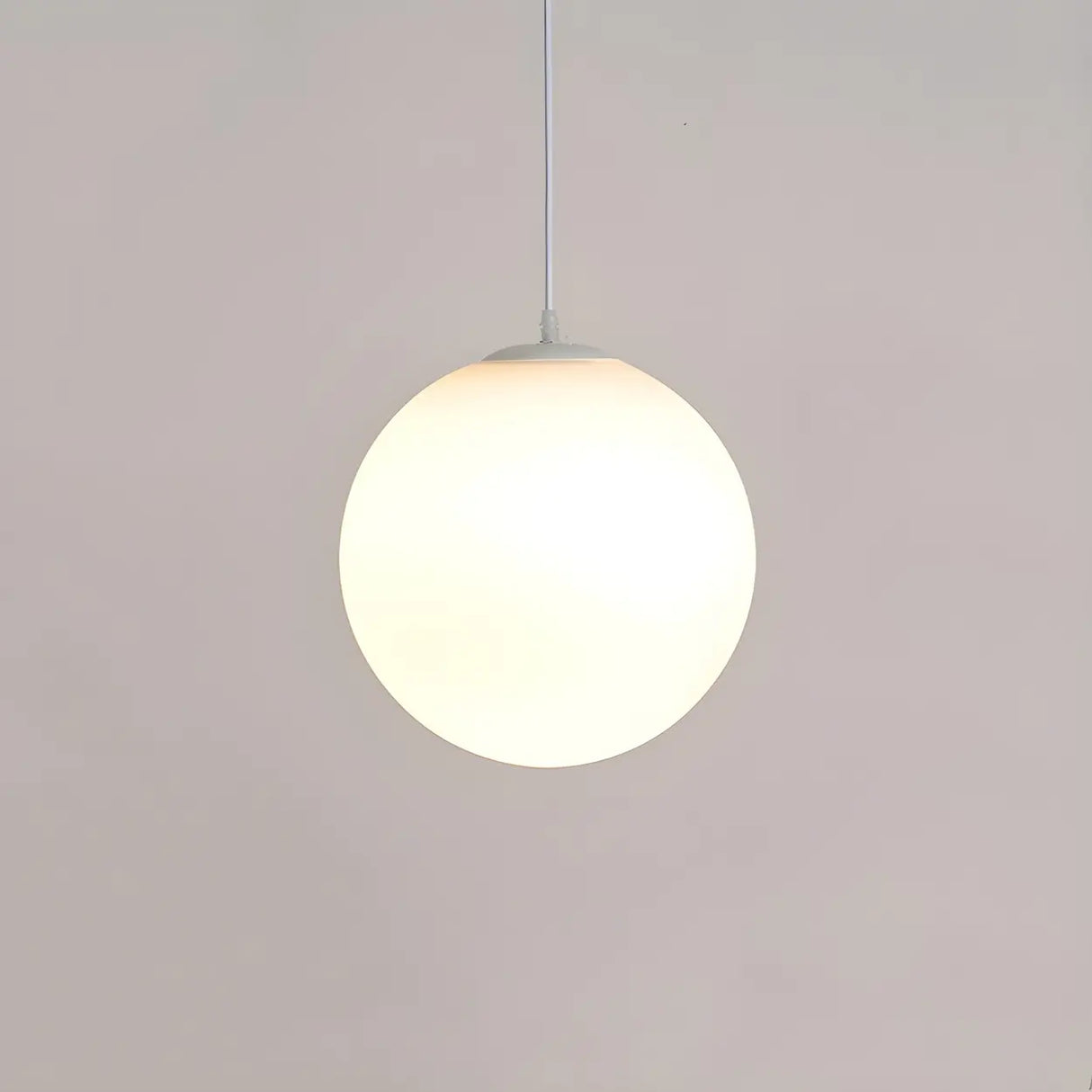 Contemporary Polish Glass White Globe Pendant Light Image - 3