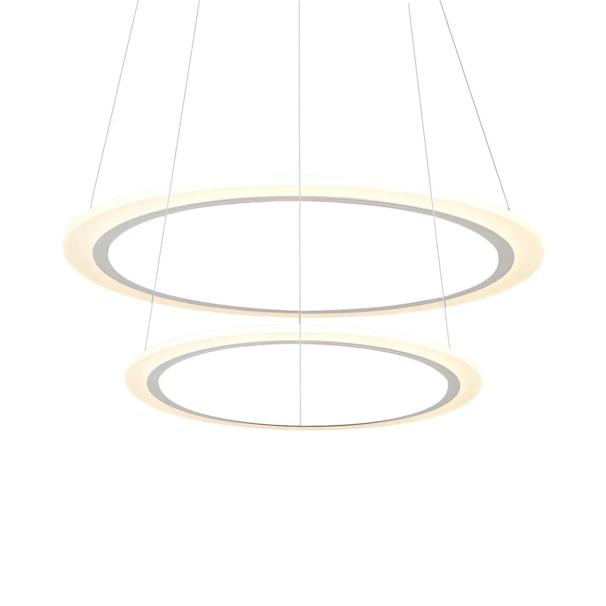 Contemporary White Loop Ring Acrylic LED Pendant Chandelier Image - 9