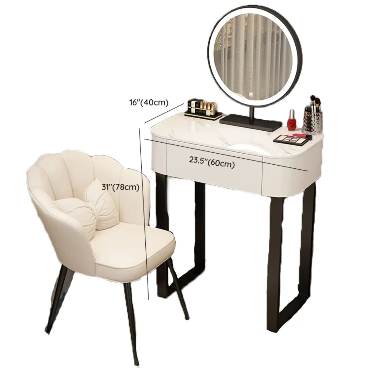 Contemporary White Makeup Vanity with Mirror LED Lights Image - 18