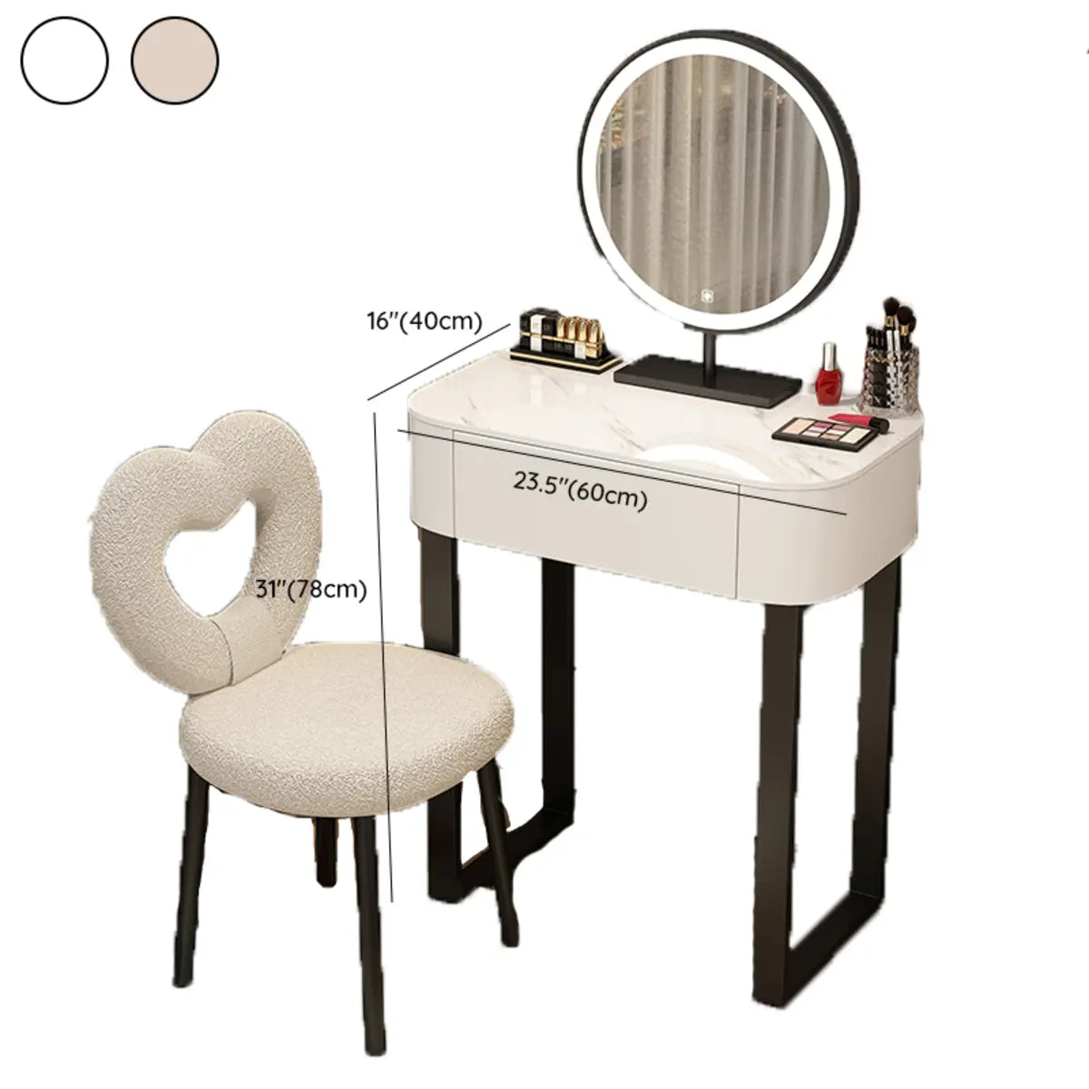 Contemporary White Makeup Vanity with Mirror LED Lights Image - 19