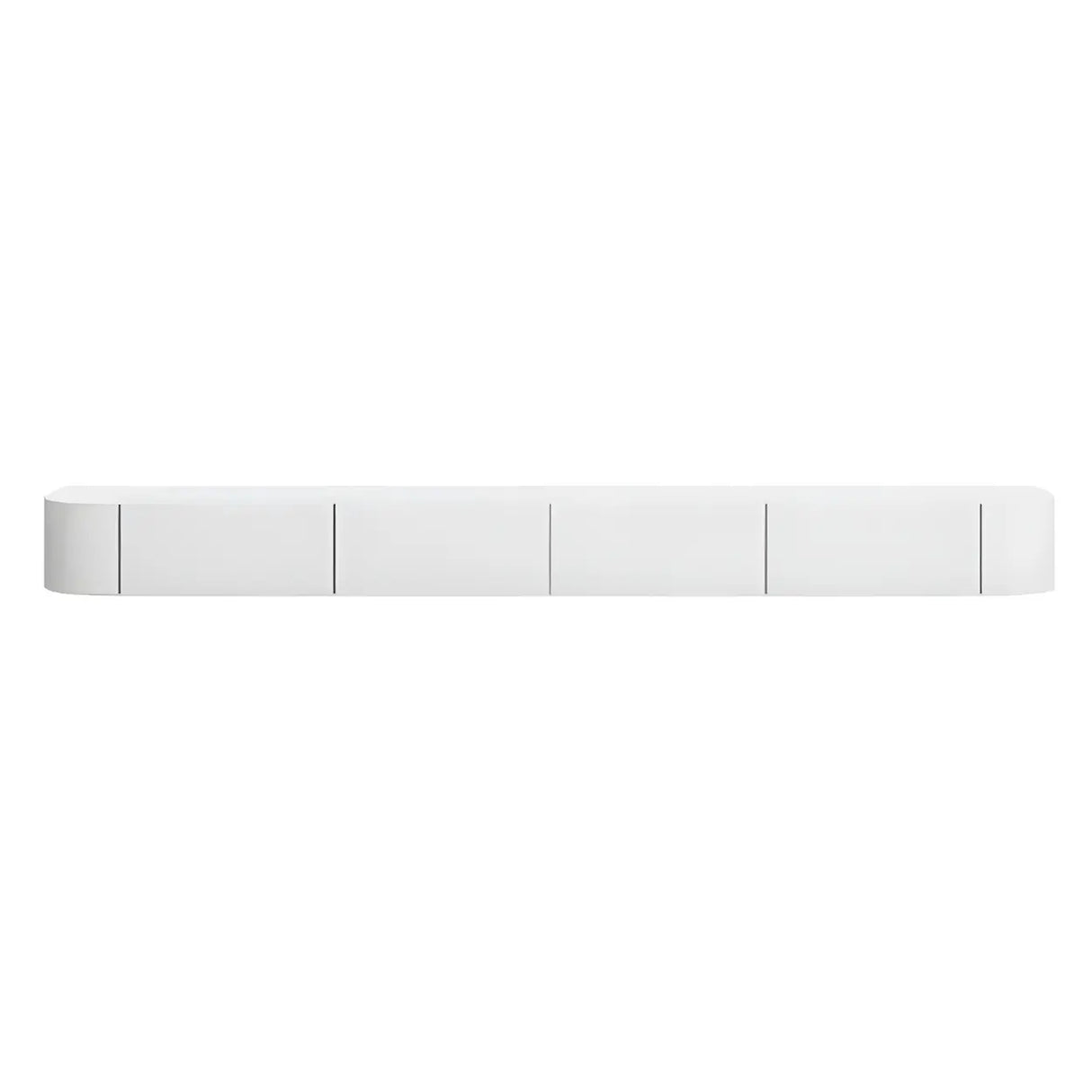 Contemporary White Wall-Mounted TV Stand with Cabinet Image - 10