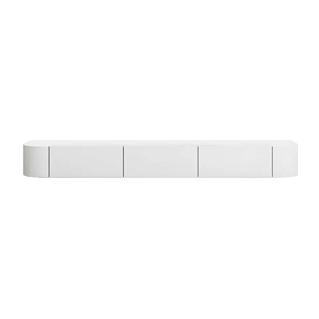 Contemporary White Wall-Mounted TV Stand with Cabinet Image - 9