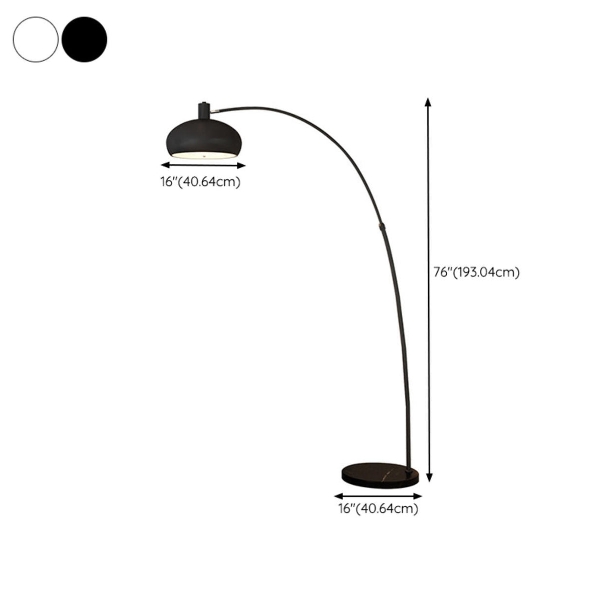 Contemporary Wide Dome Black Arched LED Floor Lamp