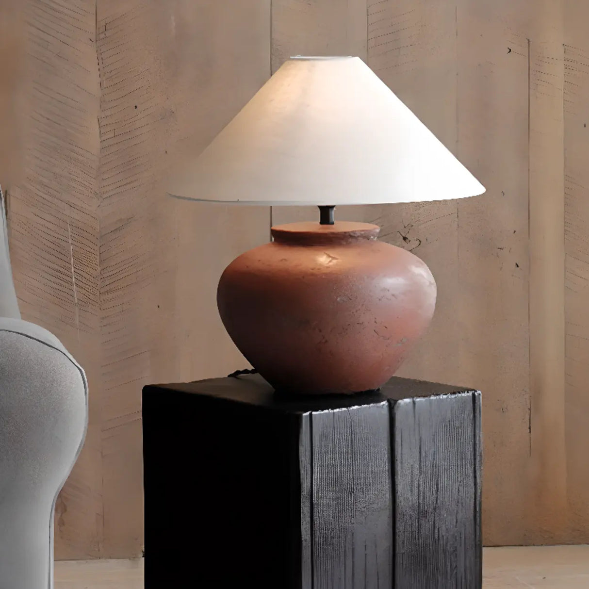 Contemporary Wood Black Square Block Side Table Image - 7