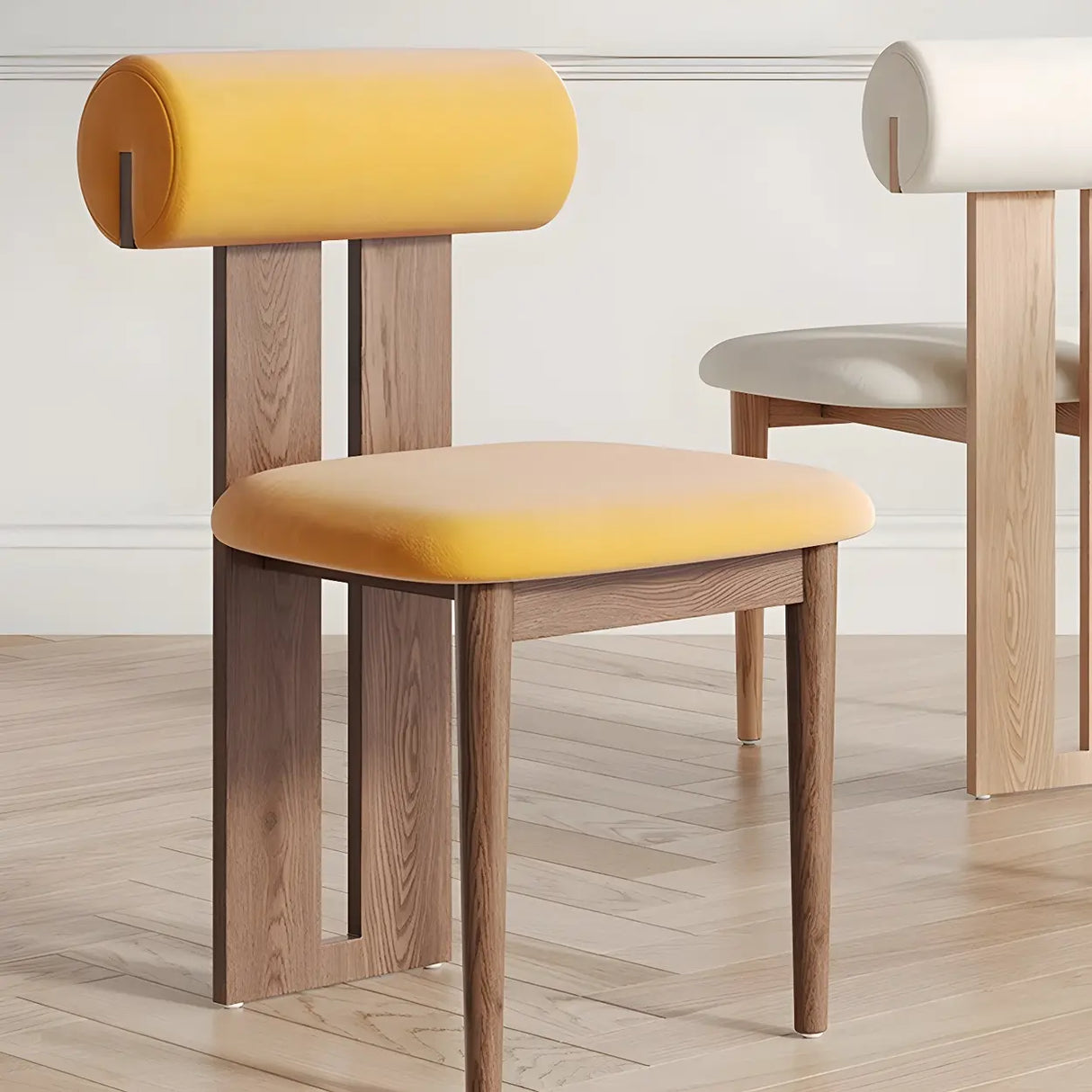 Contemporary Wood Upholstered Dining Chair - Nut Brown Image - 1