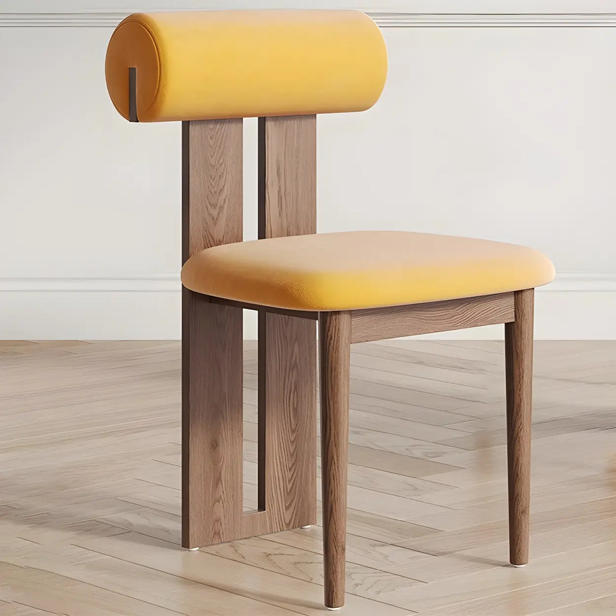 Contemporary Wood Upholstered Dining Chair - Nut Brown Image - 7