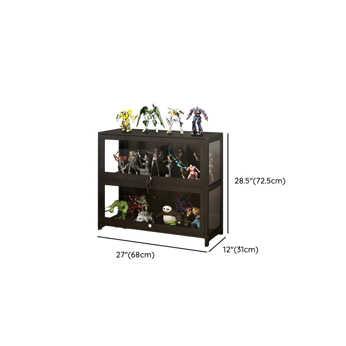 Contemporary Wooden Clear Black Figure Display Cabinet Image - 33