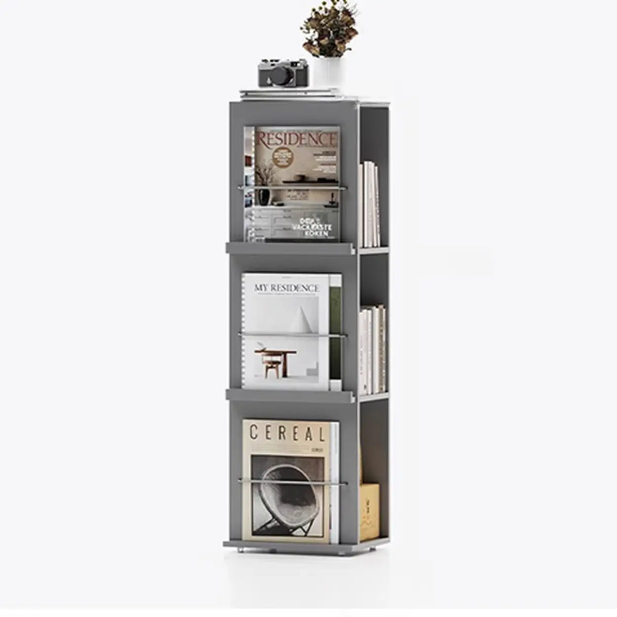 Contemporary Wooden Vertical 3-Tier Cube Kids Bookshelf Image - 11