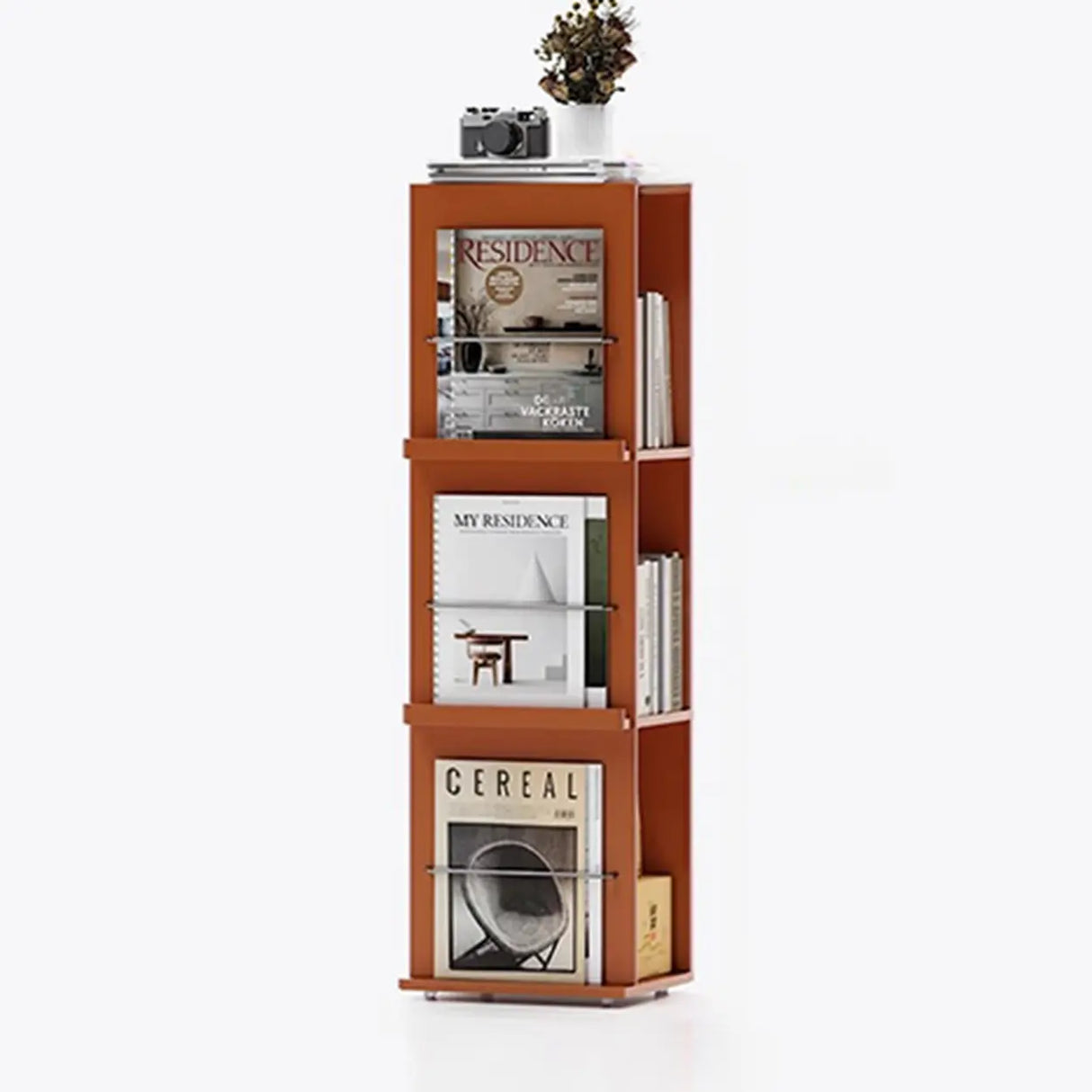 Contemporary Wooden Vertical 3-Tier Cube Kids Bookshelf Image - 15