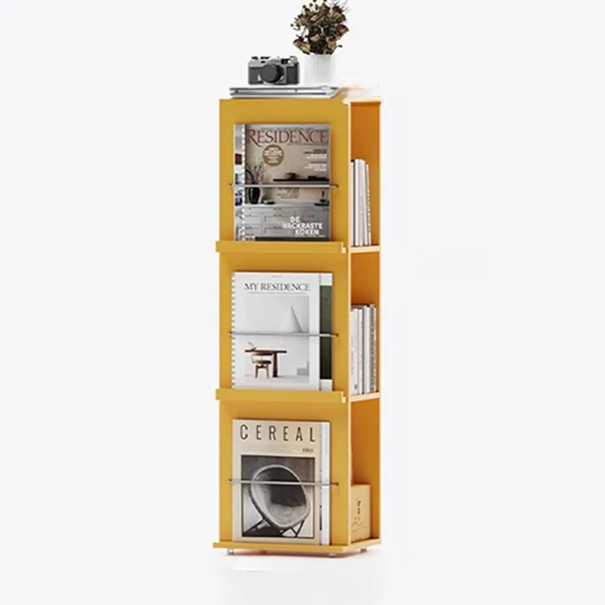 Contemporary Wooden Vertical 3-Tier Cube Kids Bookshelf Image - 5