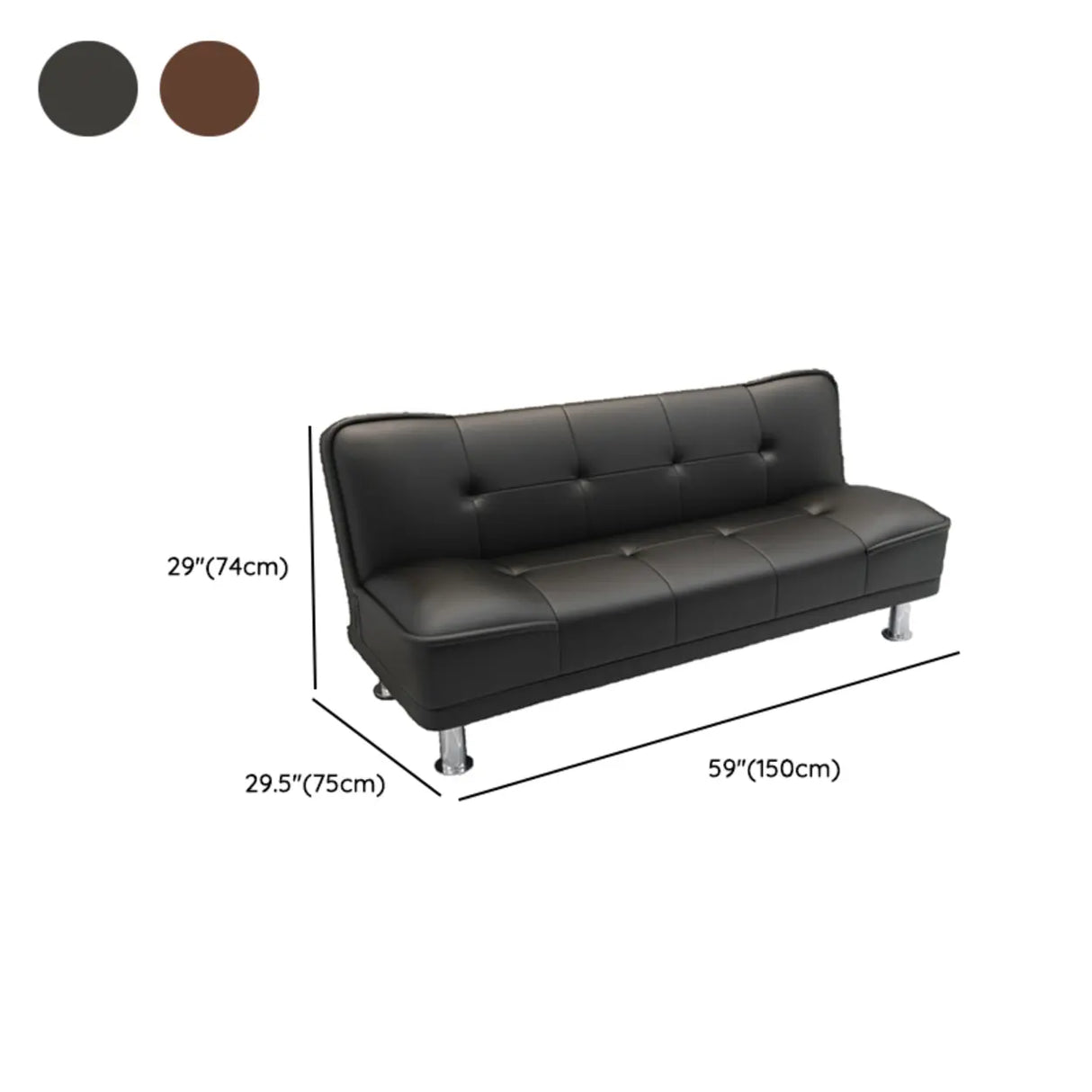 Convertible Black Scratch Resistant Leather Loveseat Image - 14