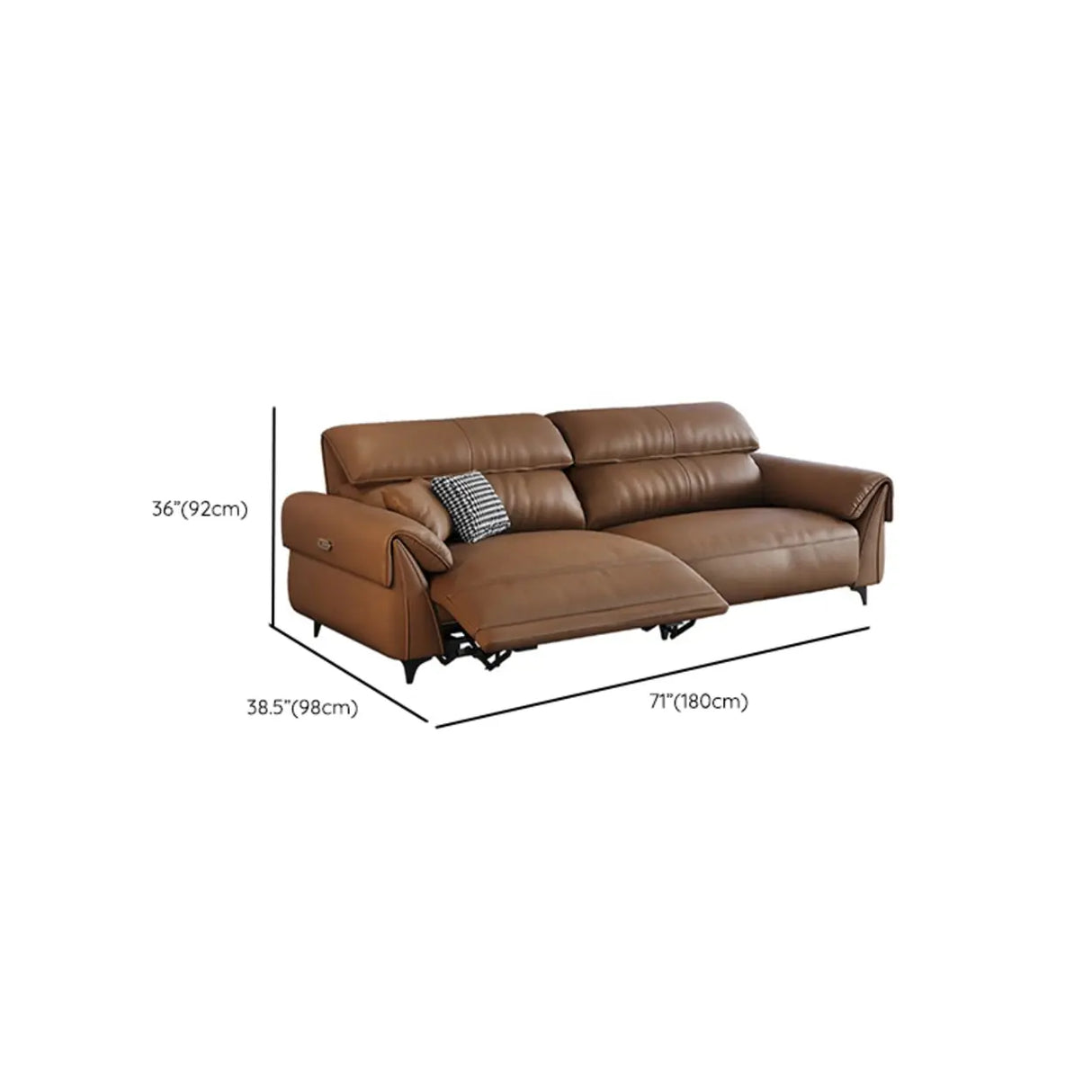 Convertible Brown Nappa Leather Reclining Sleeper Image - 14