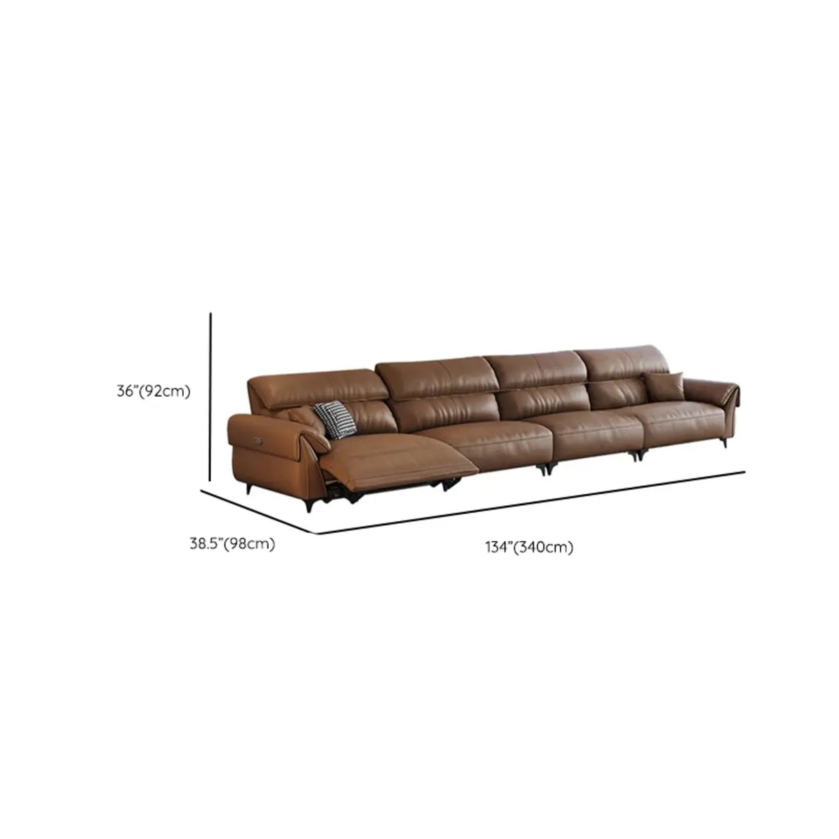 Convertible Brown Nappa Leather Reclining Sleeper Image - 16