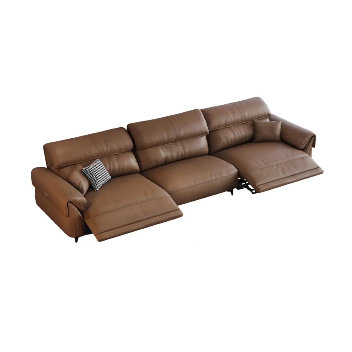 Convertible Brown Nappa Leather Reclining Sleeper Image - 5