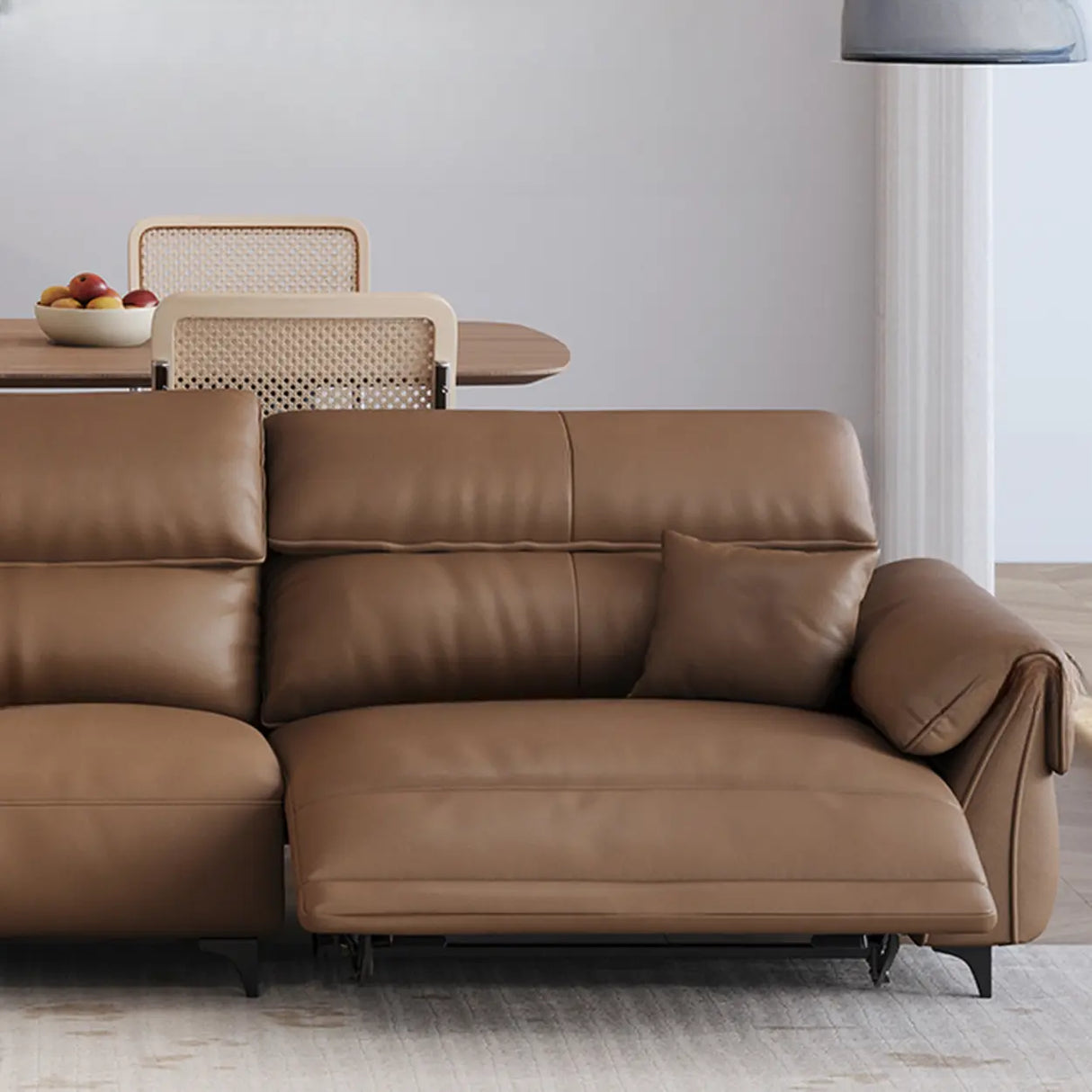 Convertible Brown Nappa Leather Reclining Sleeper Image - 6
