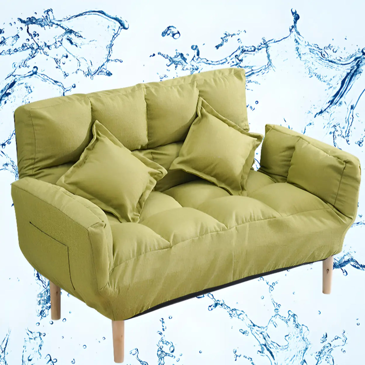 Convertible Slub Linen Fabric Biscuit Back Loveseat Image - 18