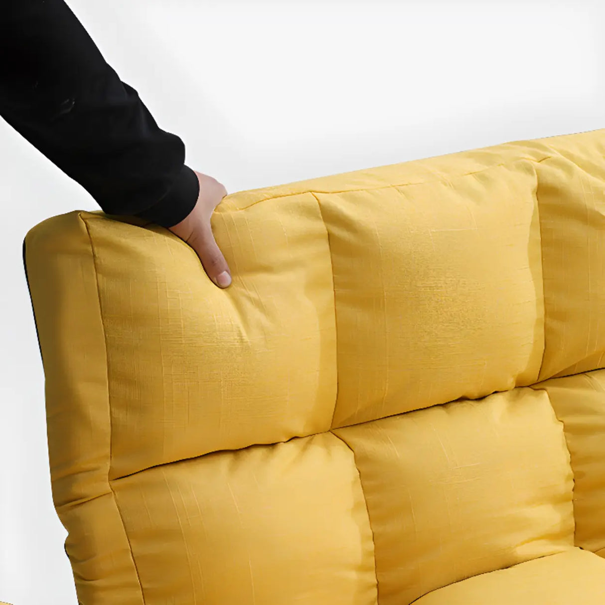 Convertible Slub Linen Fabric Biscuit Back Loveseat Image - 19