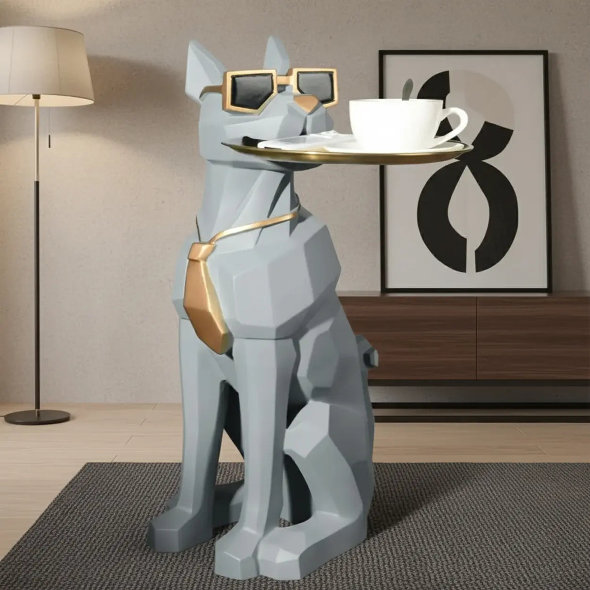 Cool Dog-Shaped Side Table with Tray and Tissue Box Image - 1