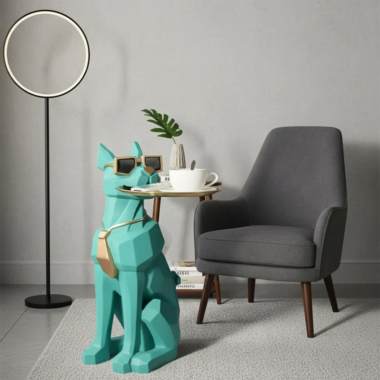 Cool Dog-Shaped Side Table with Tray and Tissue Box Image - 2