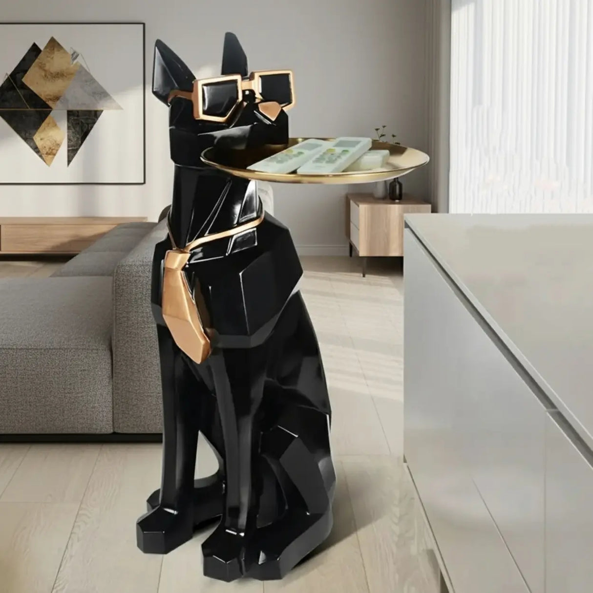 Cool Dog-Shaped Side Table with Tray and Tissue Box Image - 4