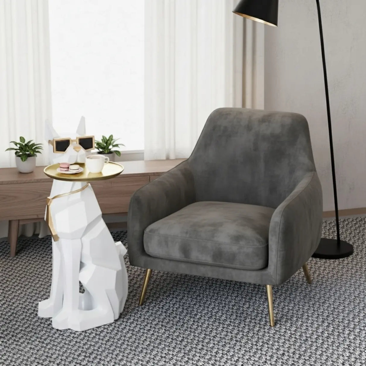 Cool Dog-Shaped Side Table with Tray and Tissue Box Image - 5