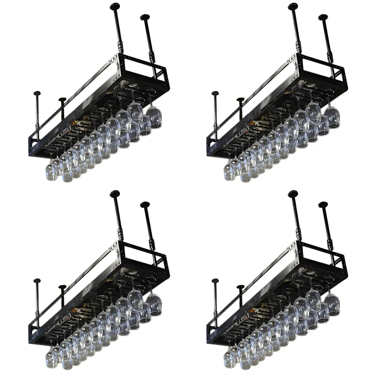 Copper Industrial Metal Hanging Stemware Holder Wine Rack Image - 5