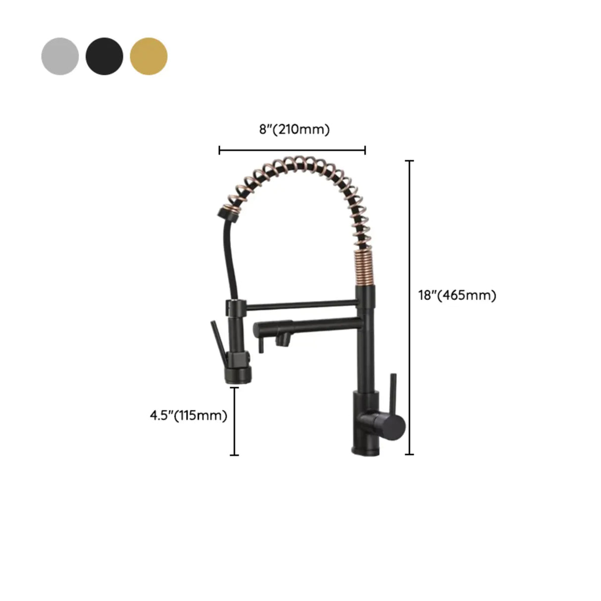 Copper Spring Neck Swivel Spout Kitchen Faucets