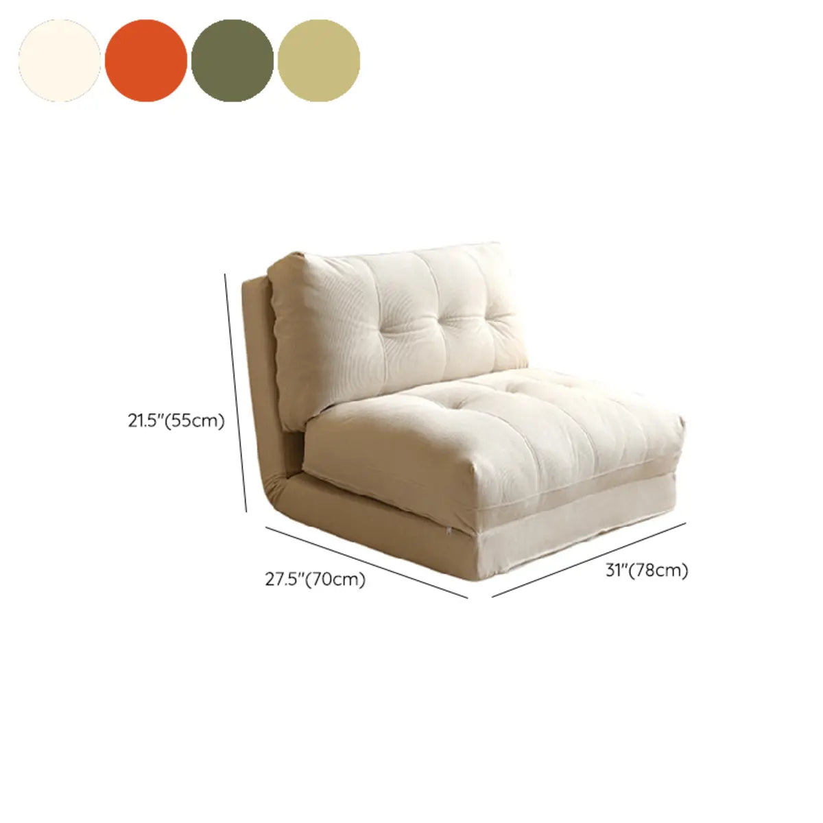 Corduroy Tufted Back Metal Frame Convertible Chair