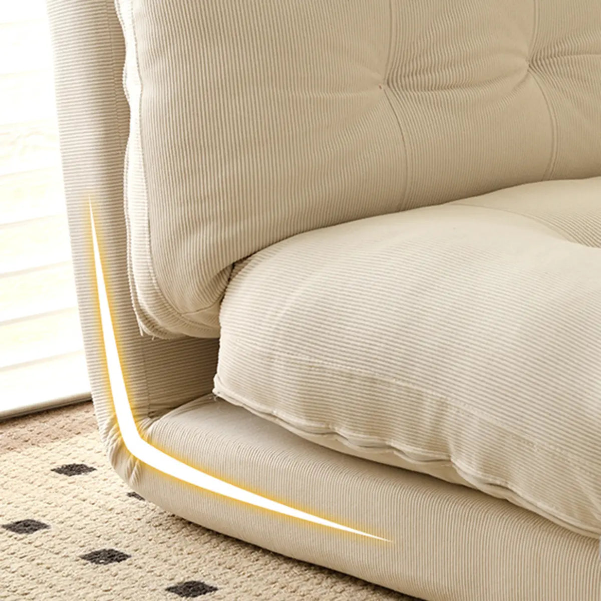 Corduroy Tufted Back Metal Frame Convertible Chair Image - 8