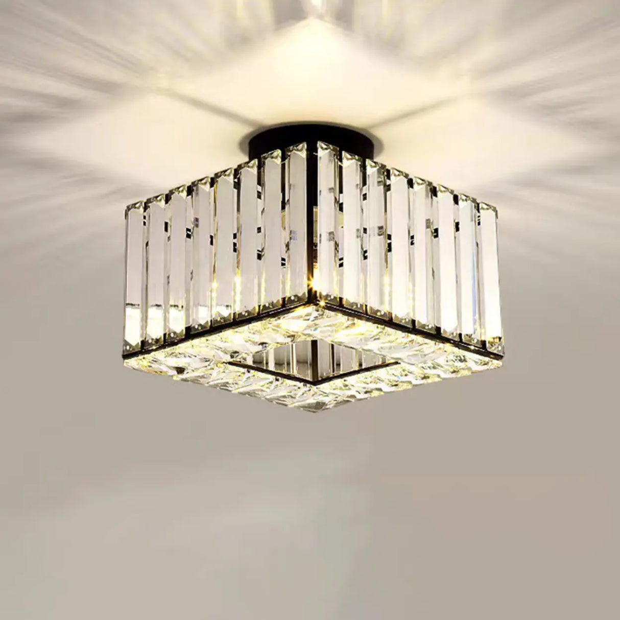 Corridor Cube Crystal Semi-Flush Mount Ceiling Light Image - 8