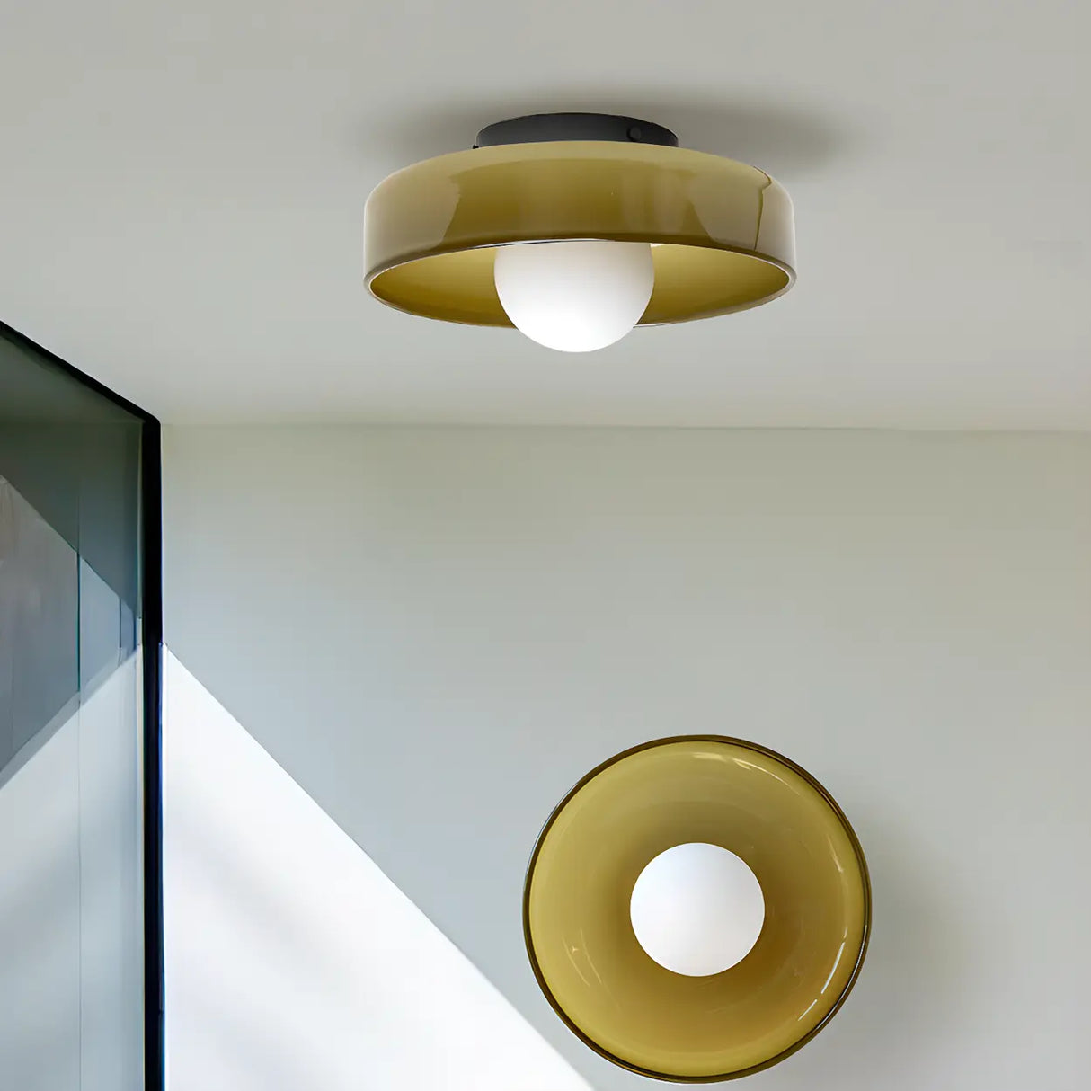 Corridor Simple Mini Green Barn Semi-Flush Mount Light Image - 1